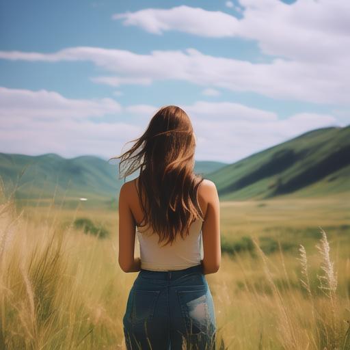 天天躁日日躁狠狠躁AV麻豆草原上的美女背影_自然风景_图库_素材_回车素材